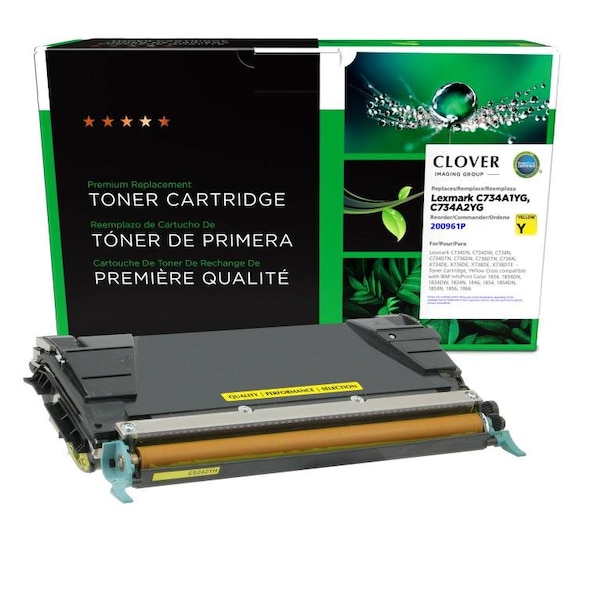 Clover Imaging Group Remanufactured Yellow Toner Cartridge for Lexmark C734/C736/X734 200961P - main